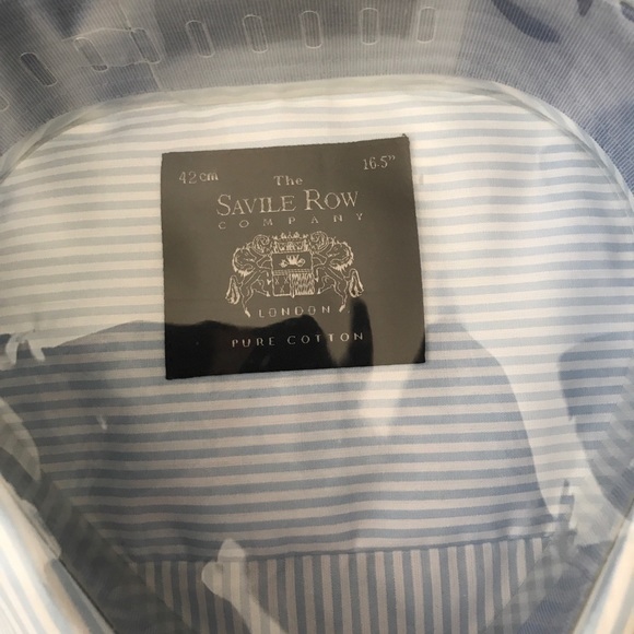 NWT. Savile Row Co. white&blue slimfit dress shirt - Picture 3 of 4